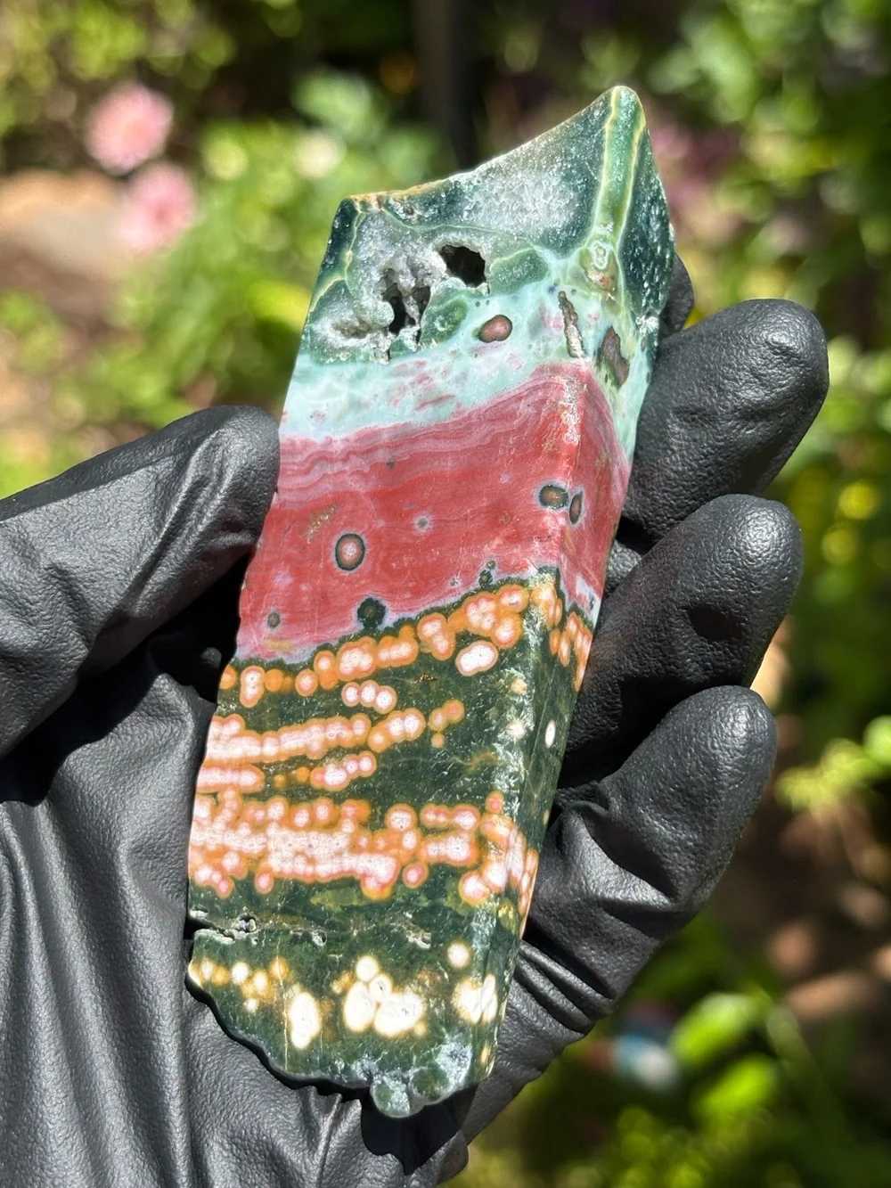 Colorful Ocean Jasper Slab - Druzy Sea Jasper - Polished Orbicular Jasper